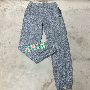 PINK Victoria's Secret Gray Marled‎ Jogger Sweatpants Tropical Logo Women's